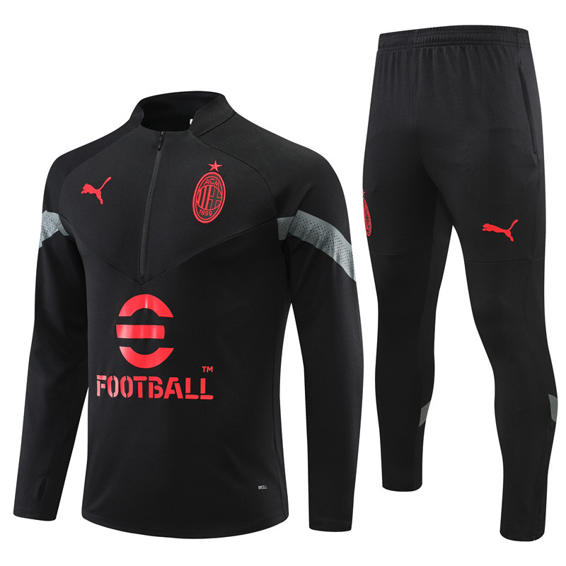 AAA Quality AC Milan 22/23 Tracksuit - Black/Grey/Red